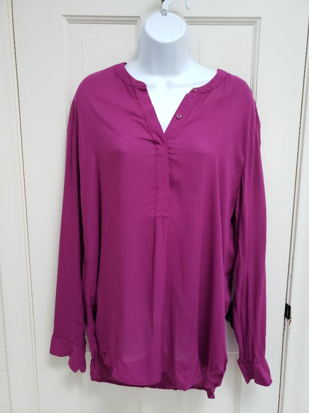 Old Navy Magenta Purple Long Sleeve Tunic Blouse Large